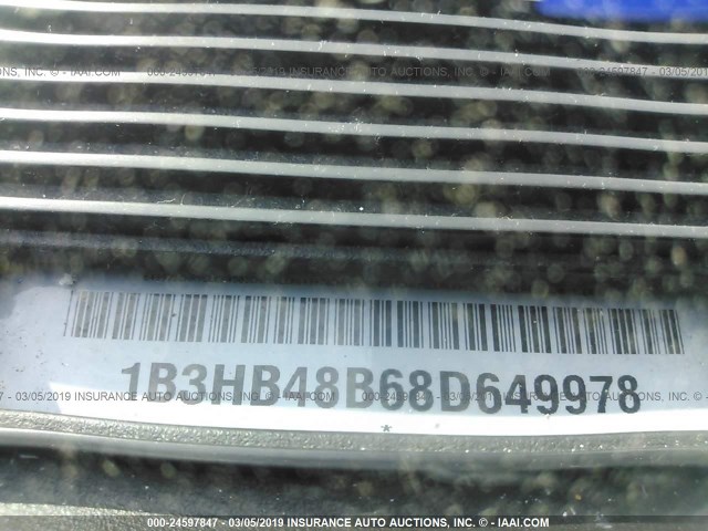 1B3HB48B68D649978 - 2008 DODGE CALIBER SXT BLUE photo 9