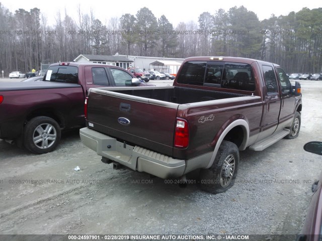 1FTWW31R58EC27223 - 2008 FORD F350 SRW SUPER DUTY RED photo 4