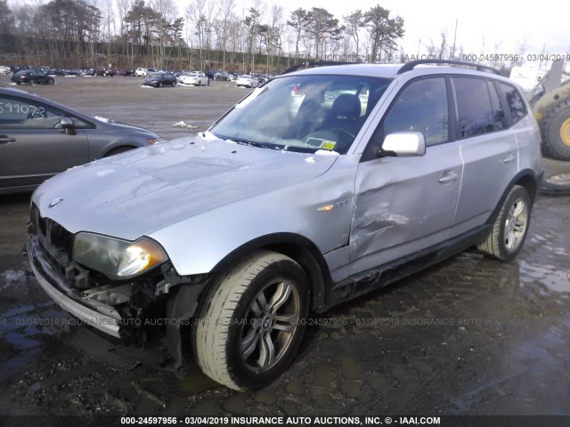 WBXPA93434WC33698 - 2004 BMW X3 3.0I SILVER photo 2