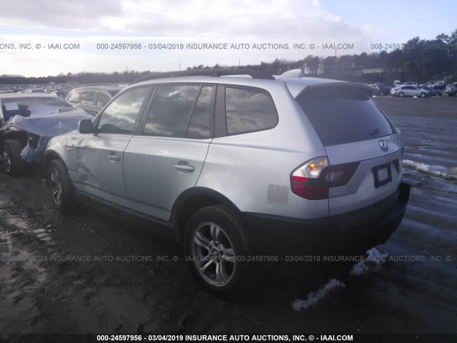 WBXPA93434WC33698 - 2004 BMW X3 3.0I SILVER photo 3