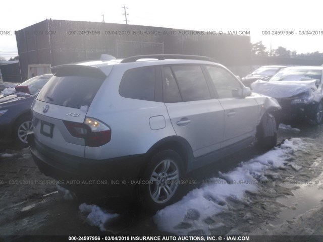 WBXPA93434WC33698 - 2004 BMW X3 3.0I SILVER photo 4