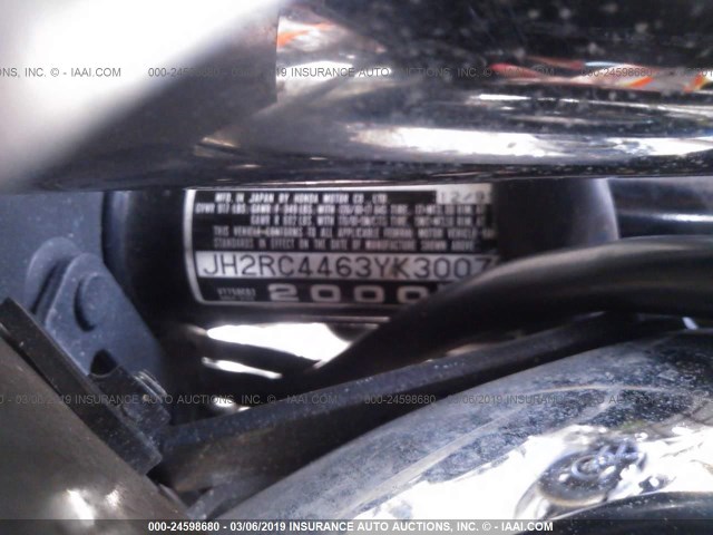 JH2RC4463YK300787 - 2000 HONDA VT750 CD2 BLACK photo 10