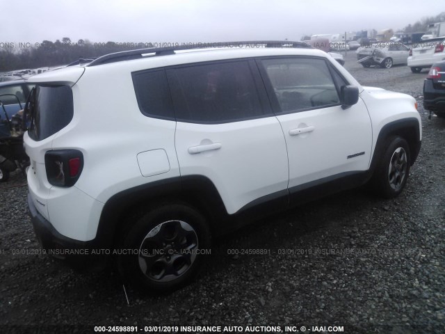 ZACCJAAB2HPG05336 - 2017 JEEP RENEGADE SPORT WHITE photo 4