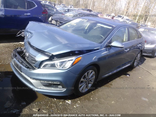 5NPE34AF5HH455416 - 2017 HYUNDAI SONATA SPORT/LIMITED Light Blue photo 2