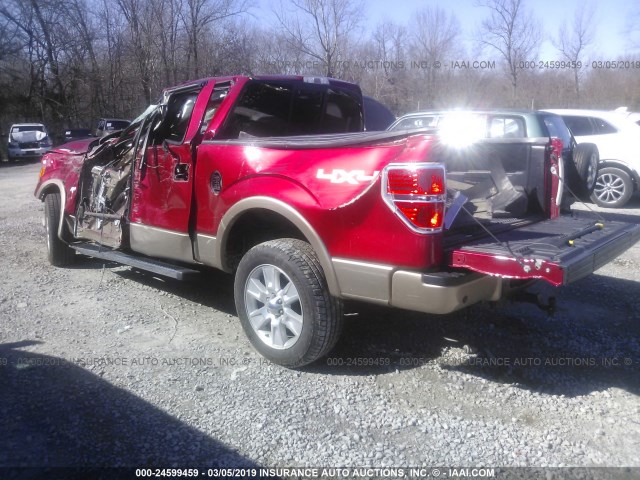 1FTFW1ET1BFD24995 - 2011 FORD F150 SUPERCREW RED photo 3