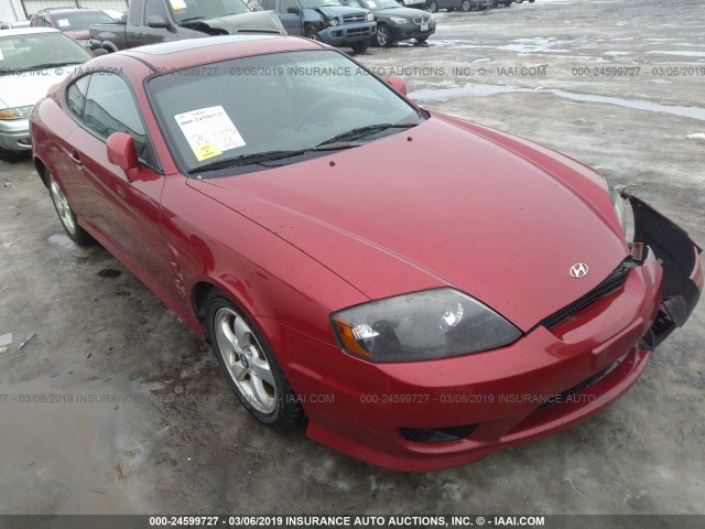 KMHHM65D95U163893 - 2005 HYUNDAI TIBURON RED photo 1