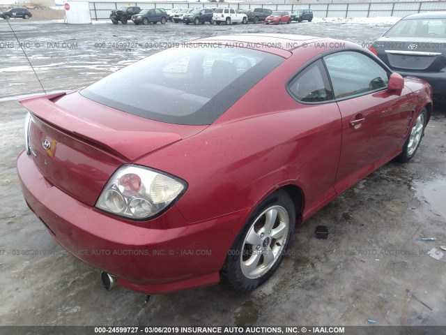 KMHHM65D95U163893 - 2005 HYUNDAI TIBURON RED photo 4