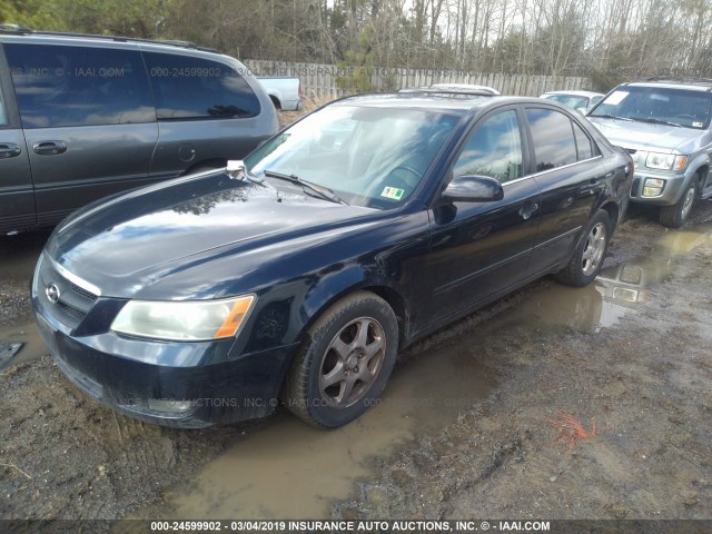 5NPEU46C86H074670 - 2006 HYUNDAI SONATA GLS/LX BLACK photo 2