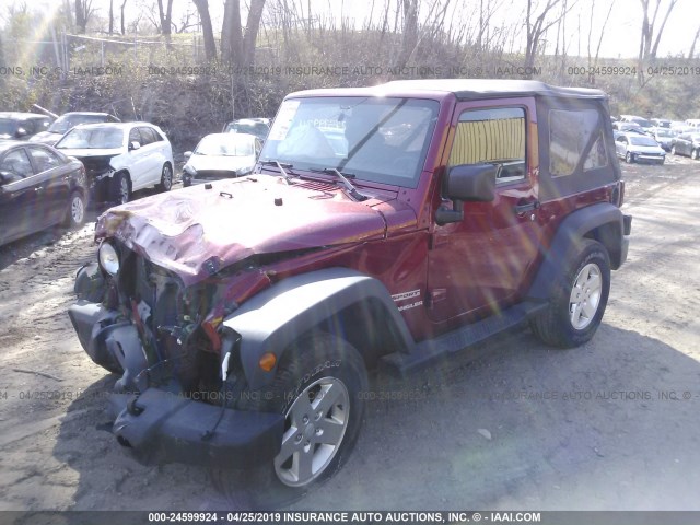 1C4AJWAG6CL231245 - 2012 JEEP WRANGLER SPORT MAROON photo 2