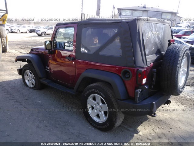 1C4AJWAG6CL231245 - 2012 JEEP WRANGLER SPORT MAROON photo 3