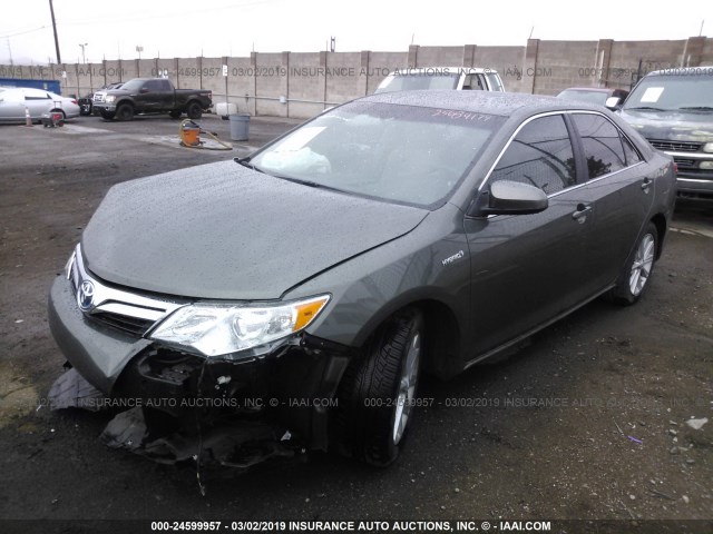 4T1BD1FK9EU108544 - 2014 TOYOTA CAMRY HYBRID/LE/XLE GRAY photo 2