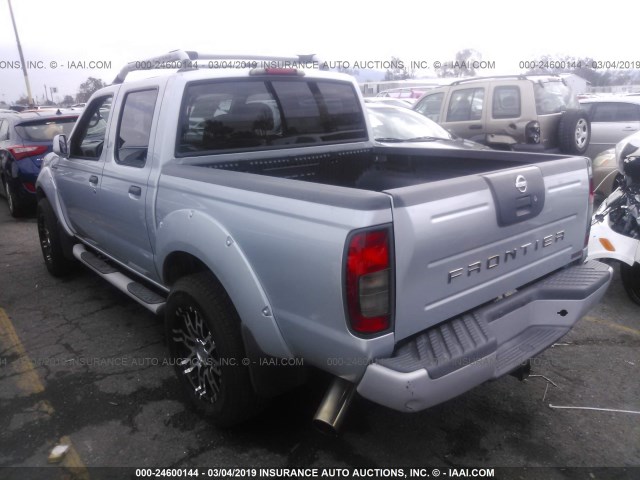 1N6MD27T62C375407 - 2002 NISSAN FRONTIER CREW CAB SC SILVER photo 3