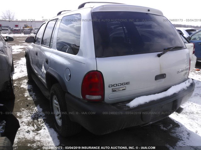 1D4HS38N63F514809 - 2003 DODGE DURANGO SPORT SILVER photo 3