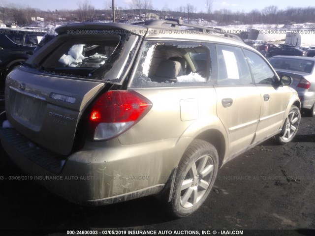 4S4BP61CX97322225 - 2009 SUBARU OUTBACK 2.5I BEIGE photo 4