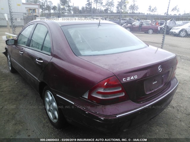 WDBRF61J51F086435 - 2001 MERCEDES-BENZ C 240 MAROON photo 3