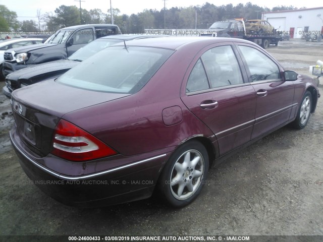 WDBRF61J51F086435 - 2001 MERCEDES-BENZ C 240 MAROON photo 4