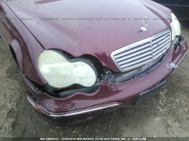 WDBRF61J51F086435 - 2001 MERCEDES-BENZ C 240 MAROON photo 6