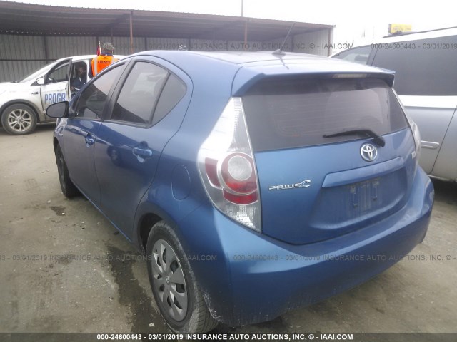 JTDKDTB31E1558818 - 2014 TOYOTA PRIUS C BLUE photo 3