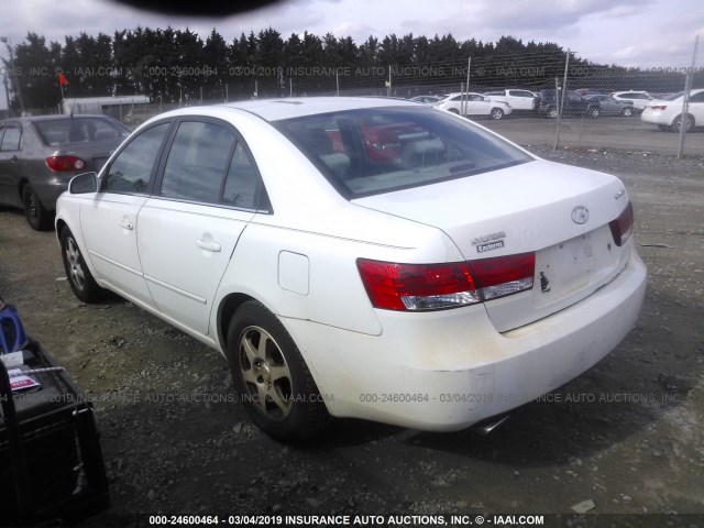 5NPEU46F56H087810 - 2006 HYUNDAI SONATA GLS/LX WHITE photo 3