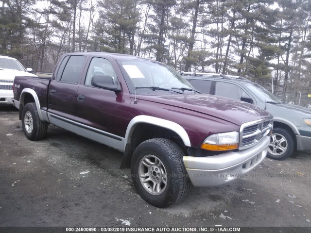 1D7HG48N33S220303 - 2003 DODGE DAKOTA QUAD SLT MAROON photo 1