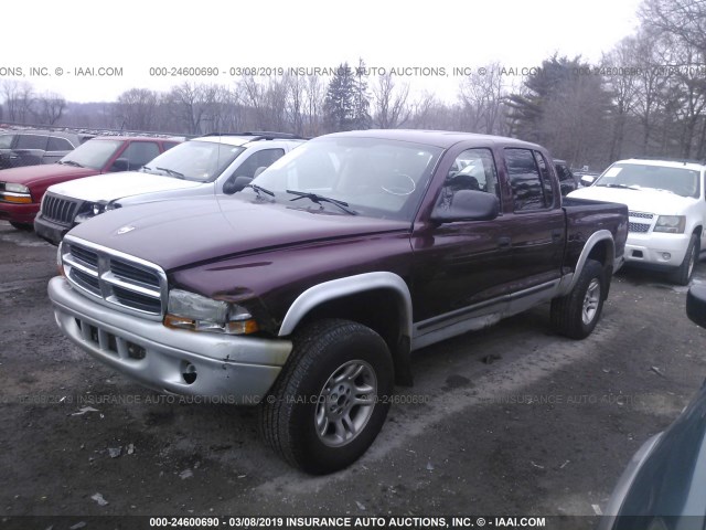 1D7HG48N33S220303 - 2003 DODGE DAKOTA QUAD SLT MAROON photo 2