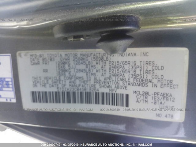 5TDZA23C04S018264 - 2004 TOYOTA SIENNA CE/LE GRAY photo 9