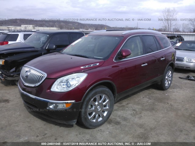 5GAKRBED0BJ315790 - 2011 BUICK ENCLAVE CXL MAROON photo 2