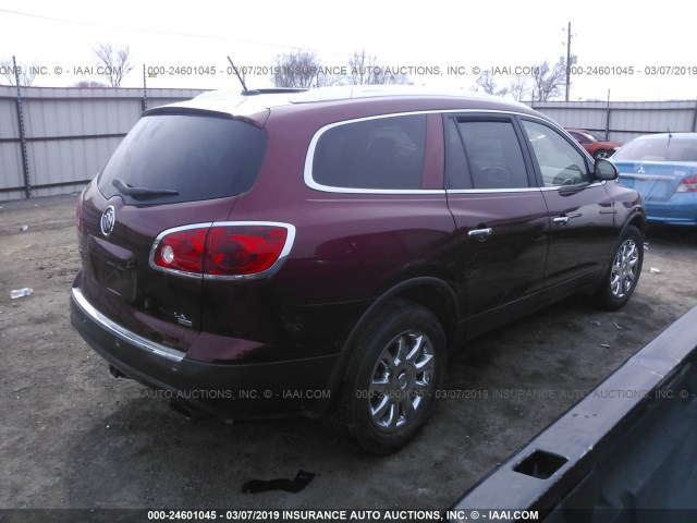 5GAKRBED0BJ315790 - 2011 BUICK ENCLAVE CXL MAROON photo 4