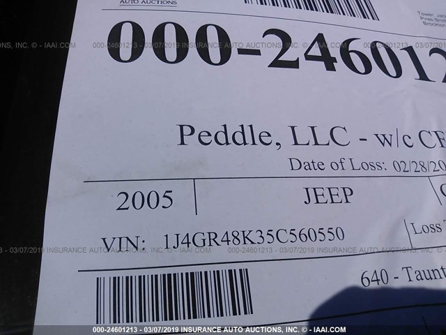 1J4GR48K35C560550 - 2005 JEEP GRAND CHEROKEE LAREDO/COLUMBIA/FREEDOM 绿色 照片 9