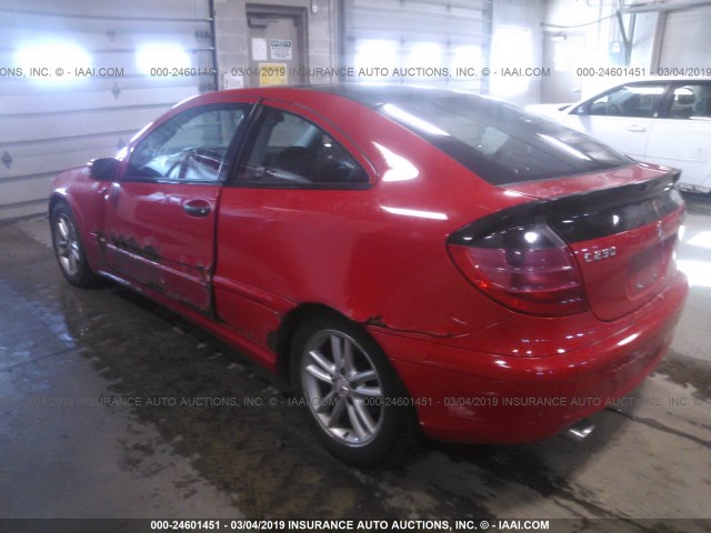 WDBRN47J72A311631 - 2002 MERCEDES-BENZ C 230K SPORT COUPE RED photo 3