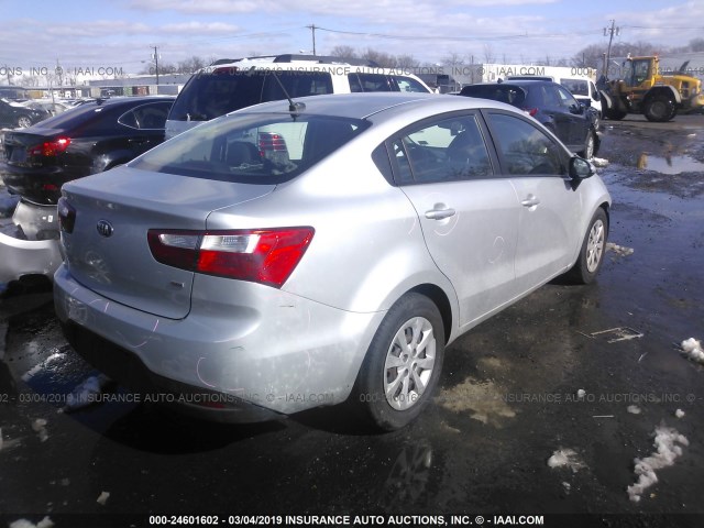 KNADM4A36E6326747 - 2014 KIA RIO LX SILVER photo 4