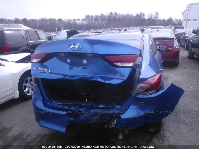 5NPD74LF2JH328688 - 2018 HYUNDAI ELANTRA SE BLUE photo 6