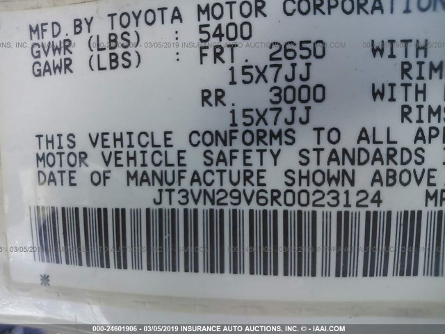 JT3VN29V6R0023124 - 1994 TOYOTA 4RUNNER VN29 SR5 WHITE photo 9