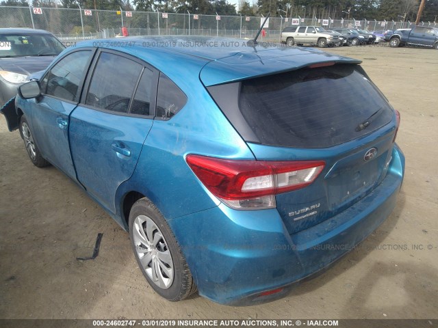 4S3GTAA63J3707530 - 2018 SUBARU IMPREZA BLUE photo 3