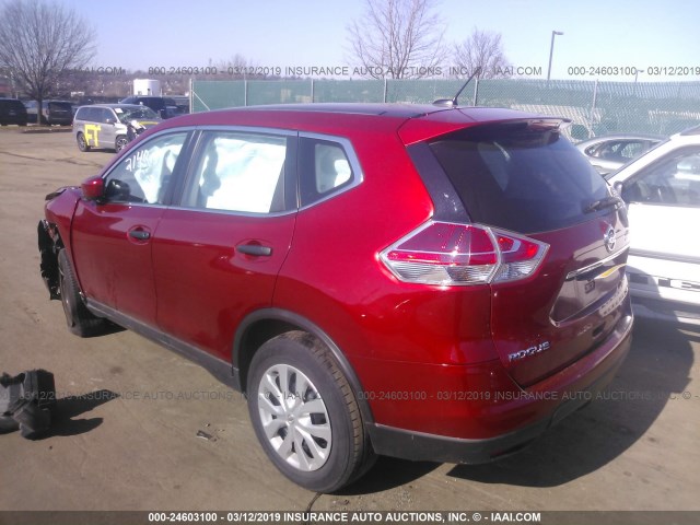 KNMAT2MT9GP699660 - 2016 NISSAN ROGUE S/SL/SV RED photo 3