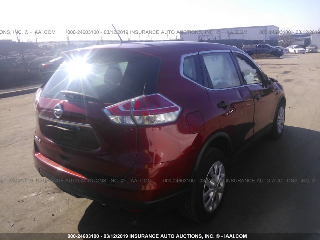 KNMAT2MT9GP699660 - 2016 NISSAN ROGUE S/SL/SV RED photo 4