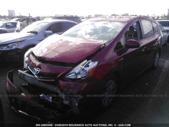 JTDZN3EU7C3180201 - 2012 TOYOTA PRIUS V RED photo 2