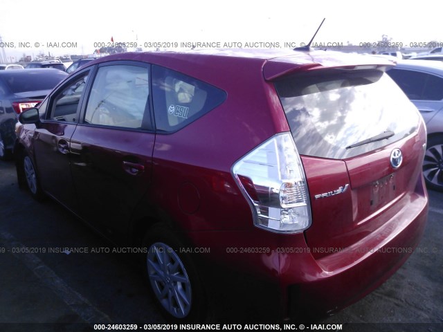 JTDZN3EU7C3180201 - 2012 TOYOTA PRIUS V RED photo 3