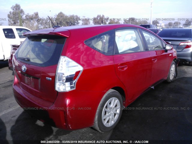 JTDZN3EU7C3180201 - 2012 TOYOTA PRIUS V RED photo 4