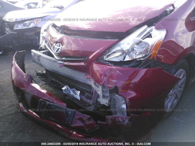 JTDZN3EU7C3180201 - 2012 TOYOTA PRIUS V RED photo 6