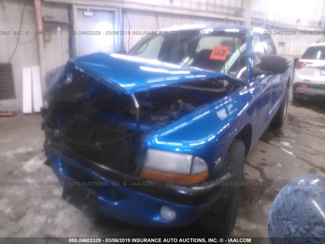 1B7GL2AN6YS673581 - 2000 DODGE DAKOTA QUAD BLUE photo 2