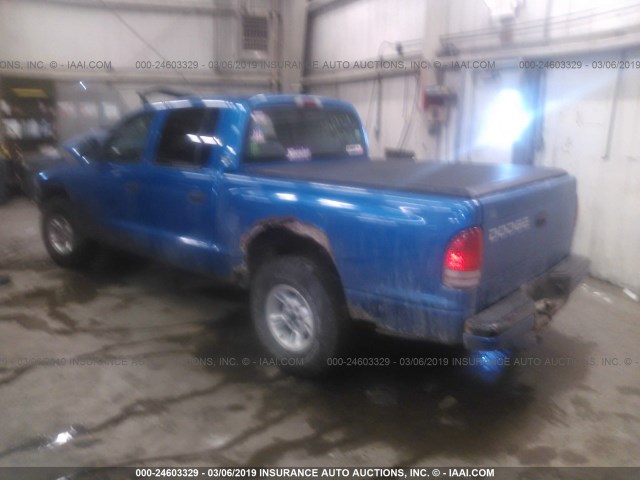 1B7GL2AN6YS673581 - 2000 DODGE DAKOTA QUAD BLUE photo 3