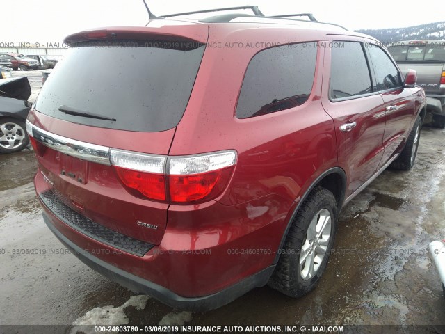 1C4RDJDG0DC666000 - 2013 DODGE DURANGO CREW RED photo 4