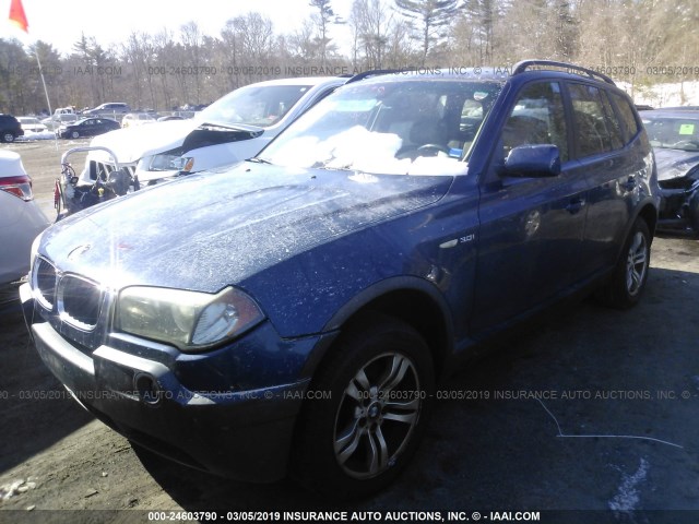 WBXPA93425WD24365 - 2005 BMW X3 3.0I BLUE photo 2