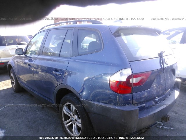 WBXPA93425WD24365 - 2005 BMW X3 3.0I BLUE photo 3