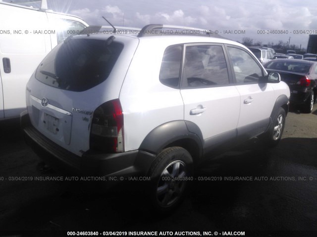 KM8JN72D35U095342 - 2005 HYUNDAI TUCSON GLS/LX WHITE photo 4