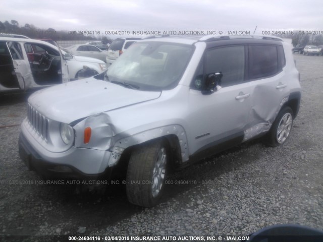 ZACCJADB3HPE54437 - 2017 JEEP RENEGADE LIMITED SILVER photo 2