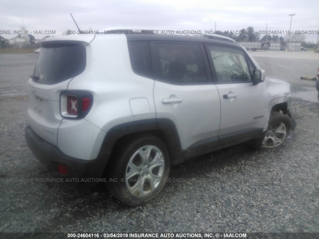 ZACCJADB3HPE54437 - 2017 JEEP RENEGADE LIMITED SILVER photo 4