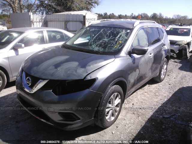 KNMAT2MT9GP604370 - 2016 NISSAN ROGUE S/SL/SV GRAY photo 2