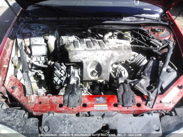 2G1WX15KX29233178 - 2002 CHEVROLET MONTE CARLO SS RED photo 10